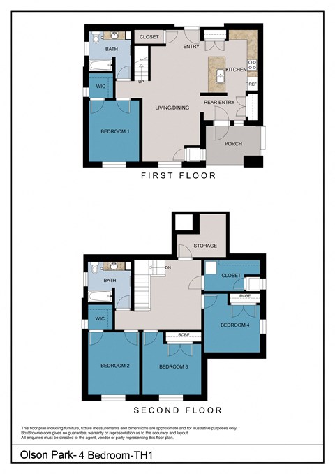 Floor plan for 4 beds, 2 baths, 2006 sqft
